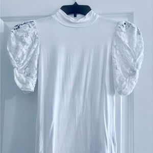 Elegant White Philosophy Lace Sleeve Women's Top